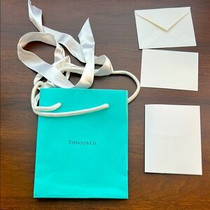 MAKE OFFER! Small Tiffany & Co. Turquoise Bag + Ribbon + enveloppe & blank note